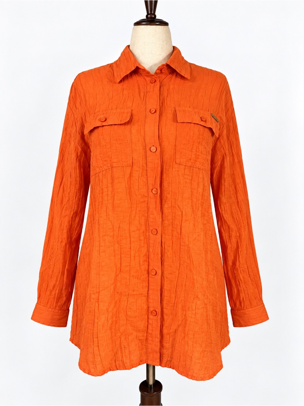 Michael Kors Orange Linen Blend Utility Tunic Shirt, Size M, Button Front